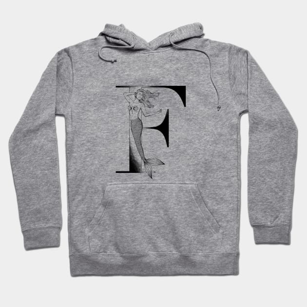 Mermaid Monogram F Hoodie by Elizabeth Weglein Art